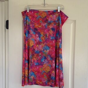 LuLaRoe Vibrant Pink Multi color Azure Circle Skirt